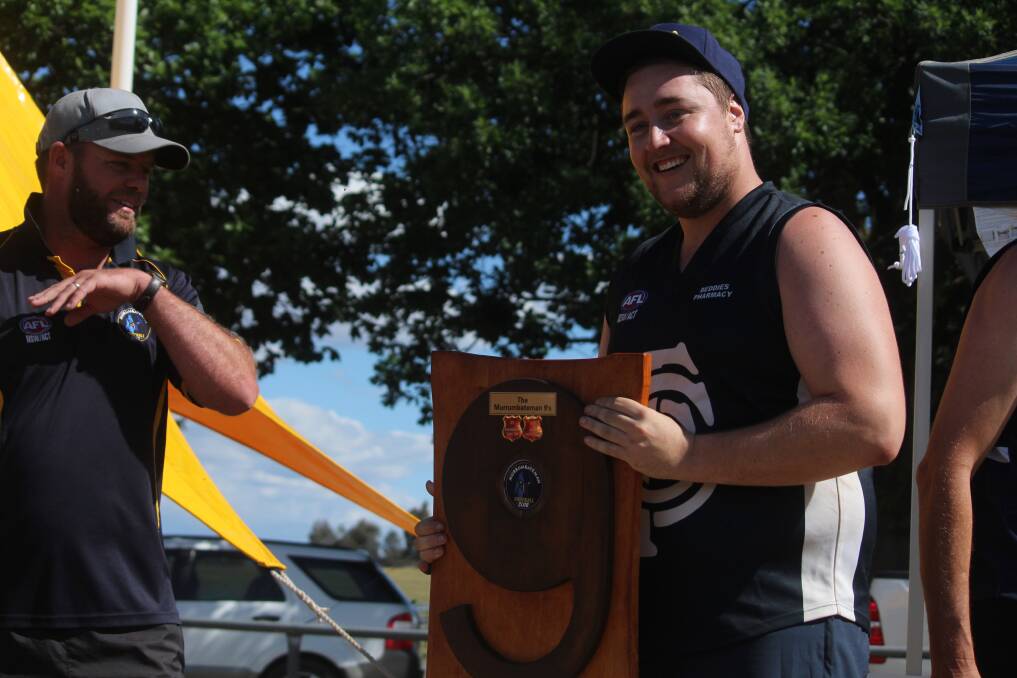Pleased winners: Cootamundra captain Joel Pearson was pleased with the victory, and with the brand new plaque his side was given following the final. Photo: Zac Lowe.