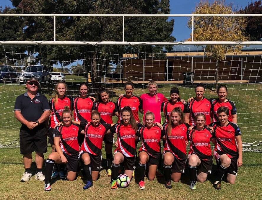 The Team: The Women's State League 5 team just before their 9-0 demolition of Narrabundah on the weekend. Photo: Yass Redbacks. 
