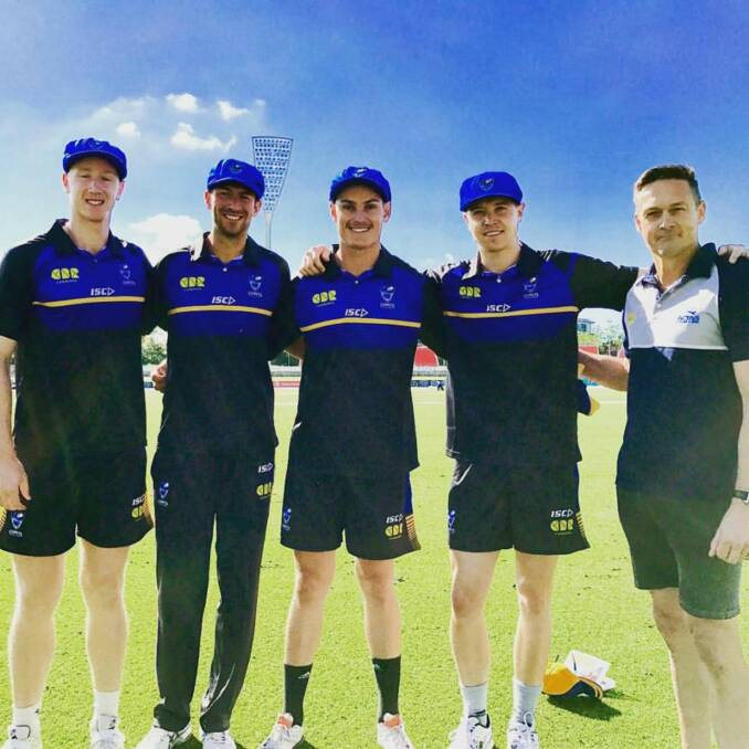 Tom Pinson (far left) had a great time continuing his cricket education in WA last week. Photo: Cricket ACT. 