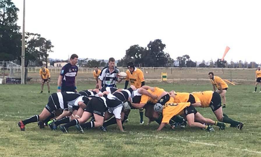 Push hard: The Rams battled back from a second half deficit to overcome Boorowa. Photo: Boorowa Rugby Club. 