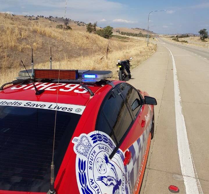 The motorcycle in which the public informed police about its speed on the Hume Highway. Photo: NSW Police.