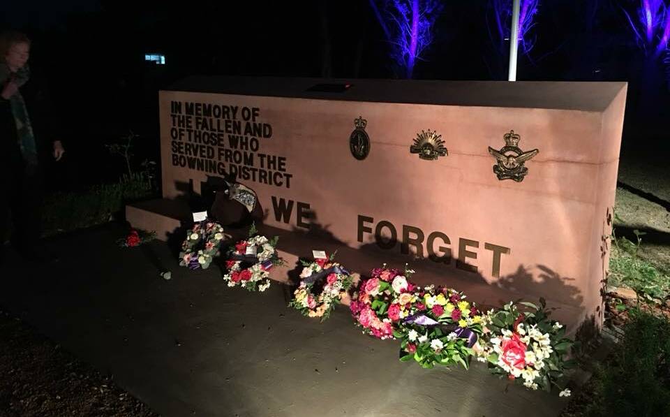 The Bowning Anzac Day Dawn Service, which unveiled a plaque to commemorate the Kangaroo March. Photo: Cyril Cox.