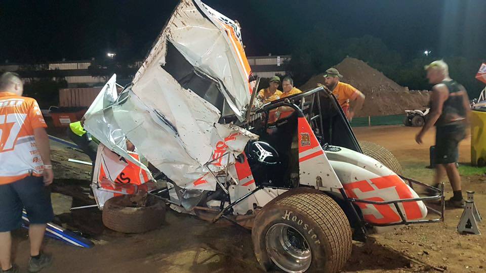 AFTERMATH: The damaged vehicle of Brendan Scorgie. Photo: Scorgie Motorsports