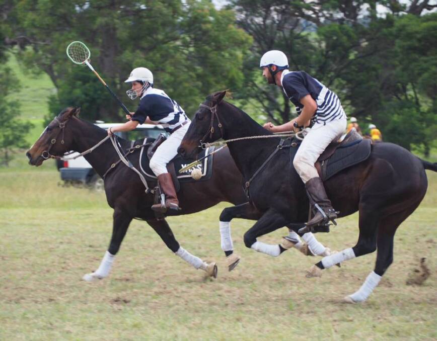 SIBLINGS' POWER PLAY: Yass player Arron Power passes the ball to sister Tara Moaut during the Eurocoast Carnival. Photo: Yass Polocrosse Club