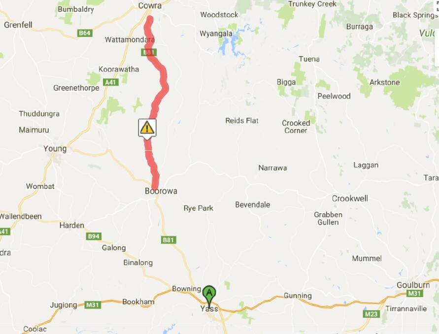 The map showing where the salvage is being conducted. Photo: Live Traffic NSW