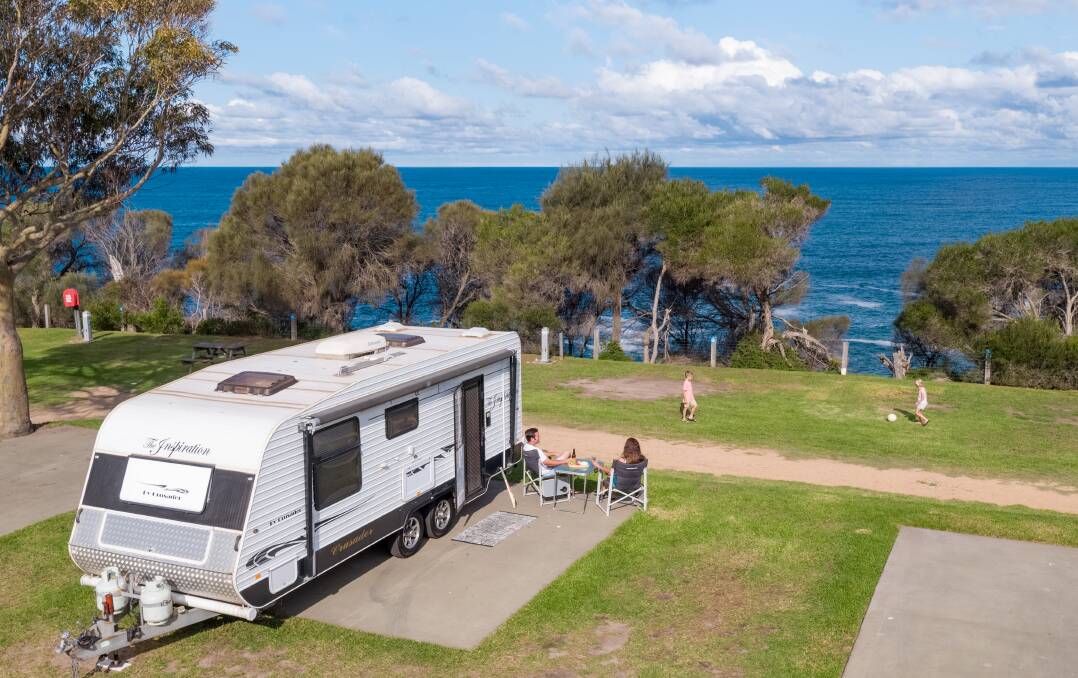 Van life: There are options for all travellers at the Merimbula Beach Holiday Resort. Image: Destination NSW. 