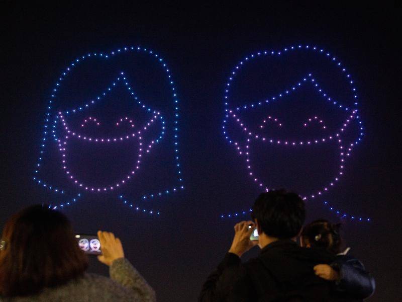A drone performance in South Korea has urged people to stay safe and help overcome the pandemic.