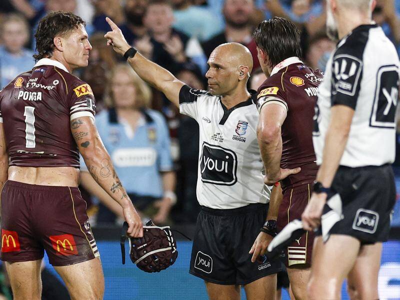 The NRL says referee Ashley Klein got it right by sending off Kalyn Ponga in State of Origin 1. Photo: Mark Evans/AAP PHOTOS