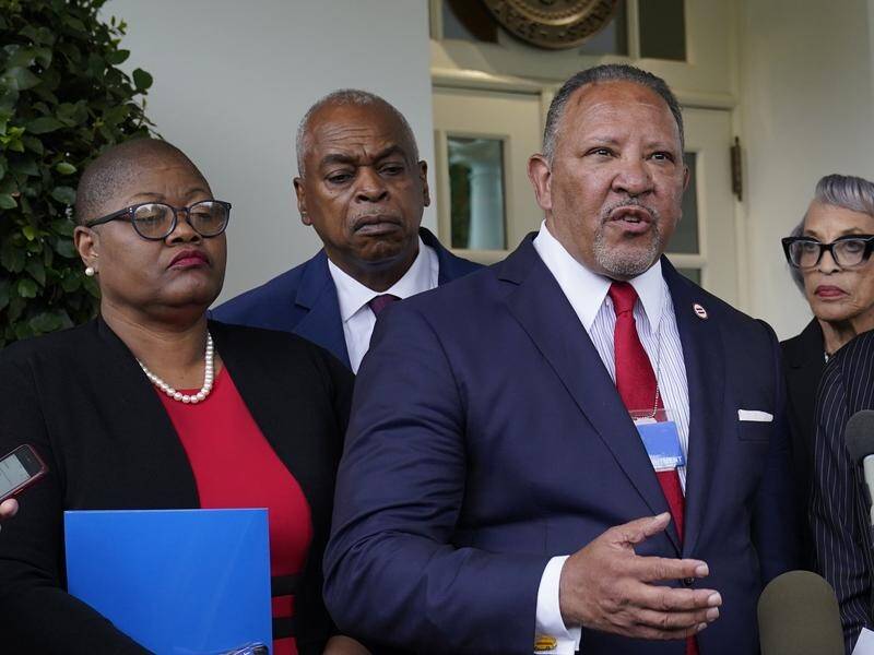 Urban League founder Marc Morial (centre) is highlighting how US democracy is failing Black people. (AP PHOTO)