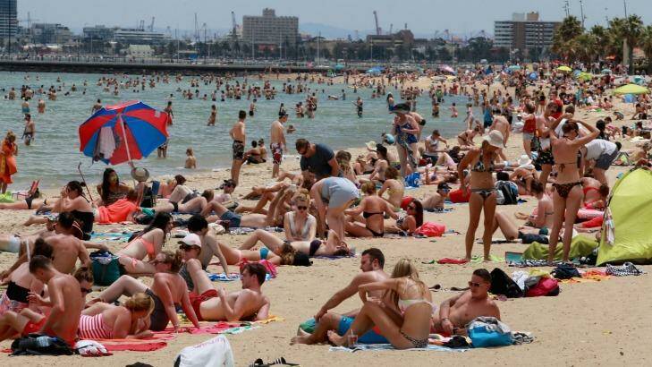 Melbourne beaches during a heatwave in January this year. Photo: Wayne Taylor