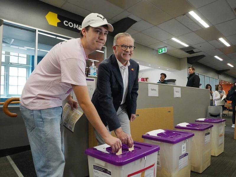 Prime Minister Anthony Albanese cast his vote in the Indigenous voice referendum a week early. (Michelle Haywood/AAP PHOTOS)