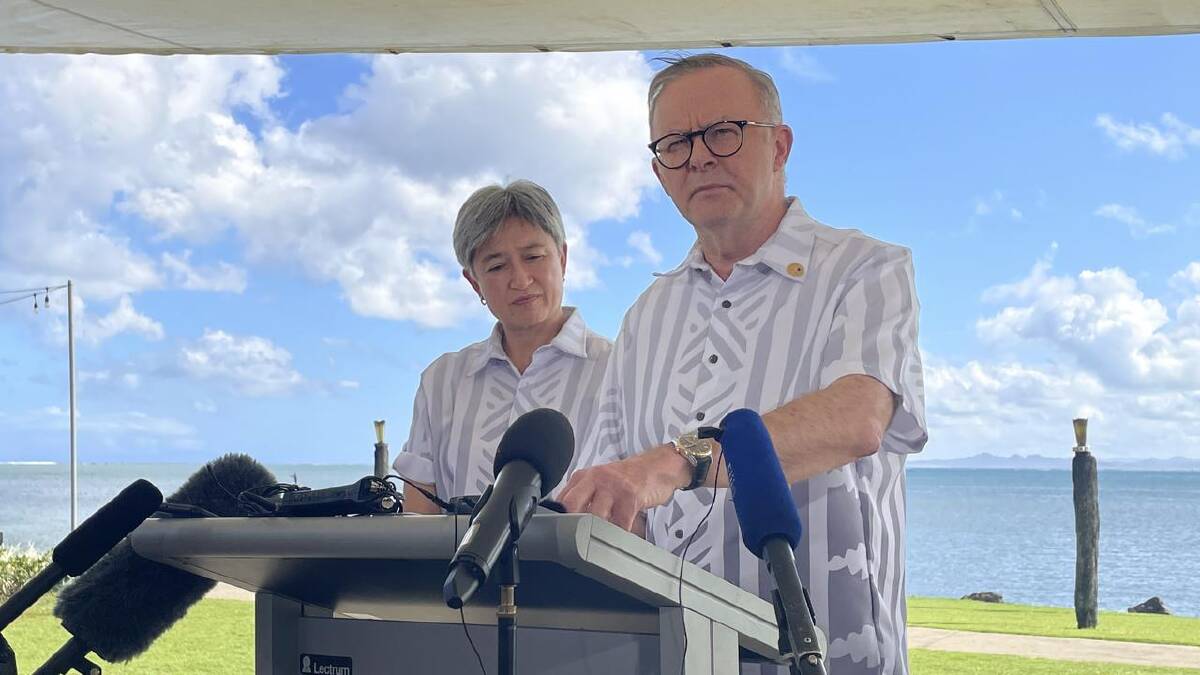 Anthony Albanese and Penny Wong were in Suva when the missile test occurred in early July. (Ben McKay/AAP PHOTOS)