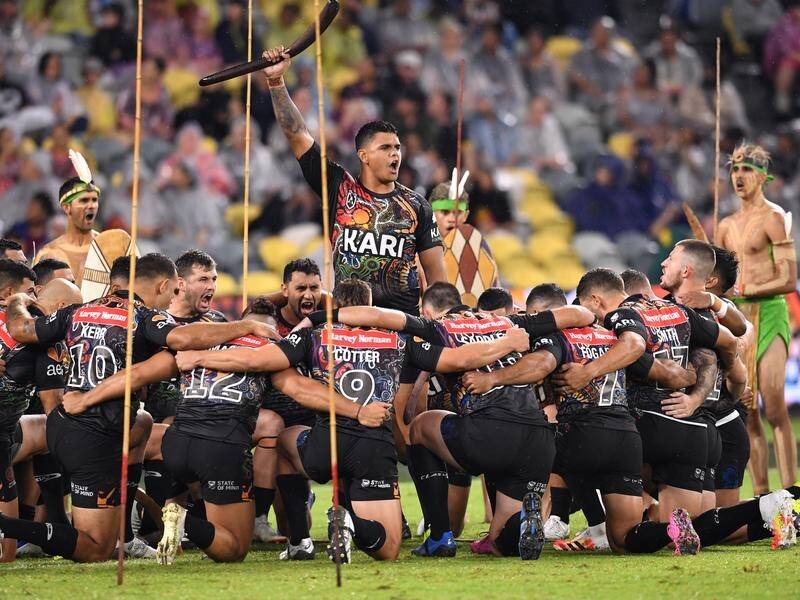 The Indigenous war cry seen at NRL All Stars games (pic) is helping the NSW Origin team to connect. (Darren England/AAP PHOTOS)