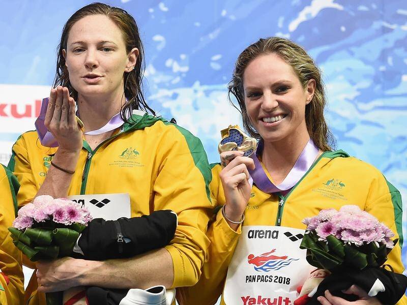 Cate Campbell and Emily Seebohm won gold for Australia in the 4x100m relay at the Pans Pacs.