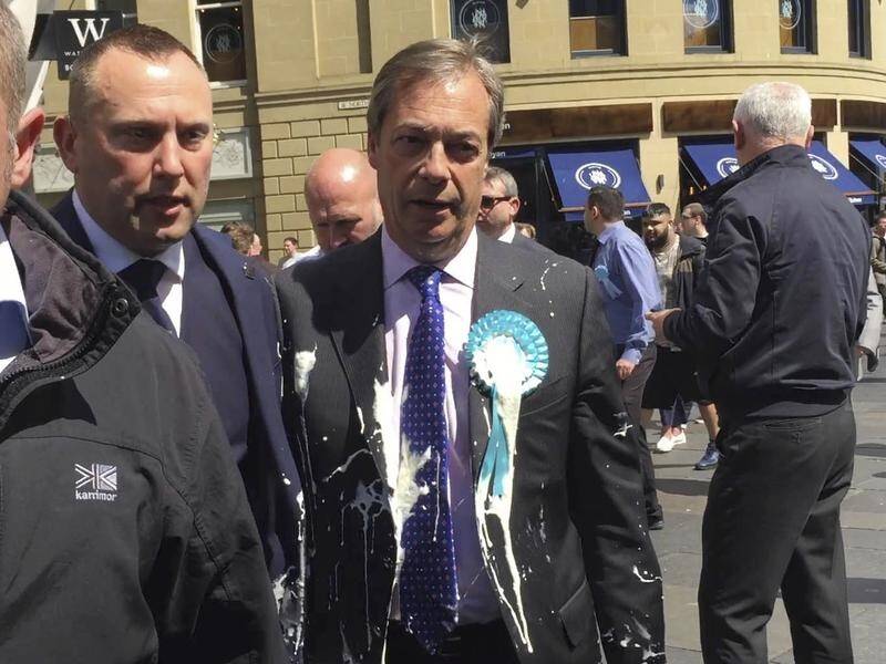 Nigel Farage has become the latest victim of the European elections' so called milkshake protest.