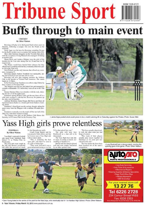 Yass Tribune: Front & Back Pages | January - June 2015