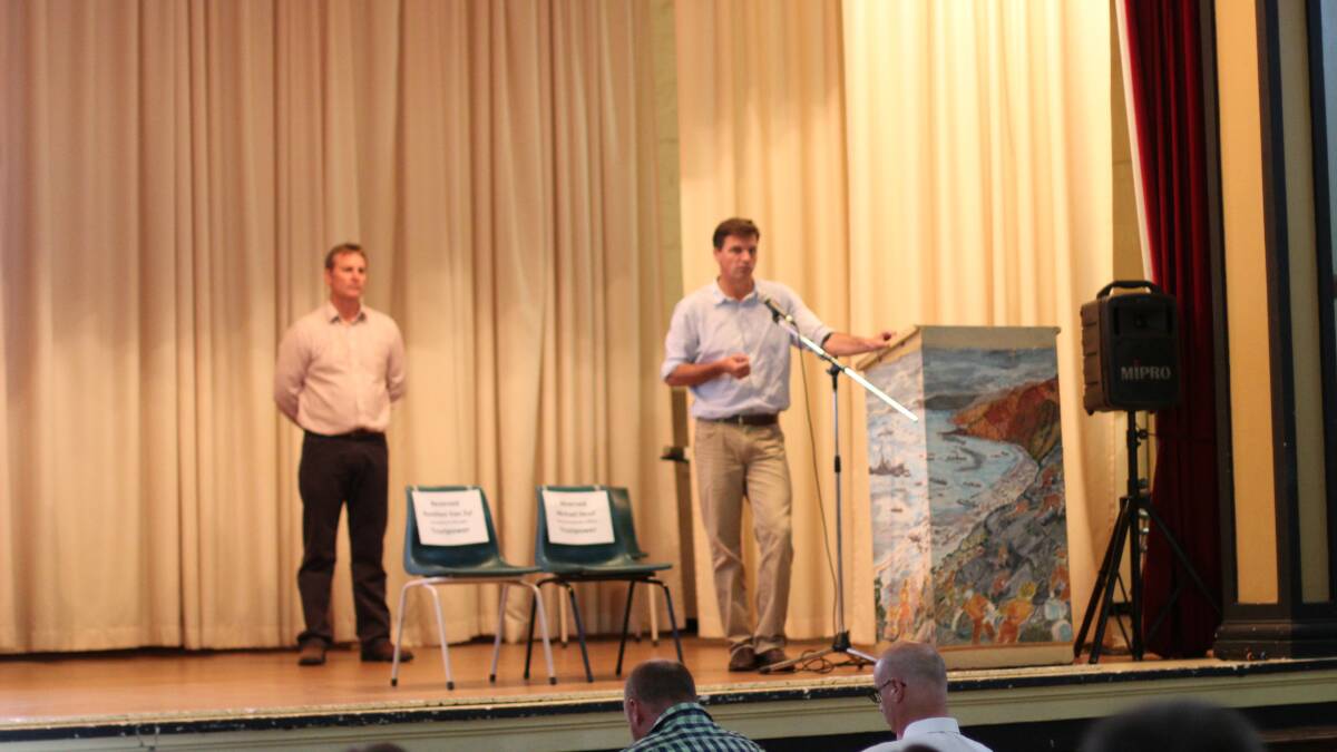 Member for Hume Angus Taylor visited Yass on Friday to take part in the wind farm meeting. Photo: Jessica Cole.