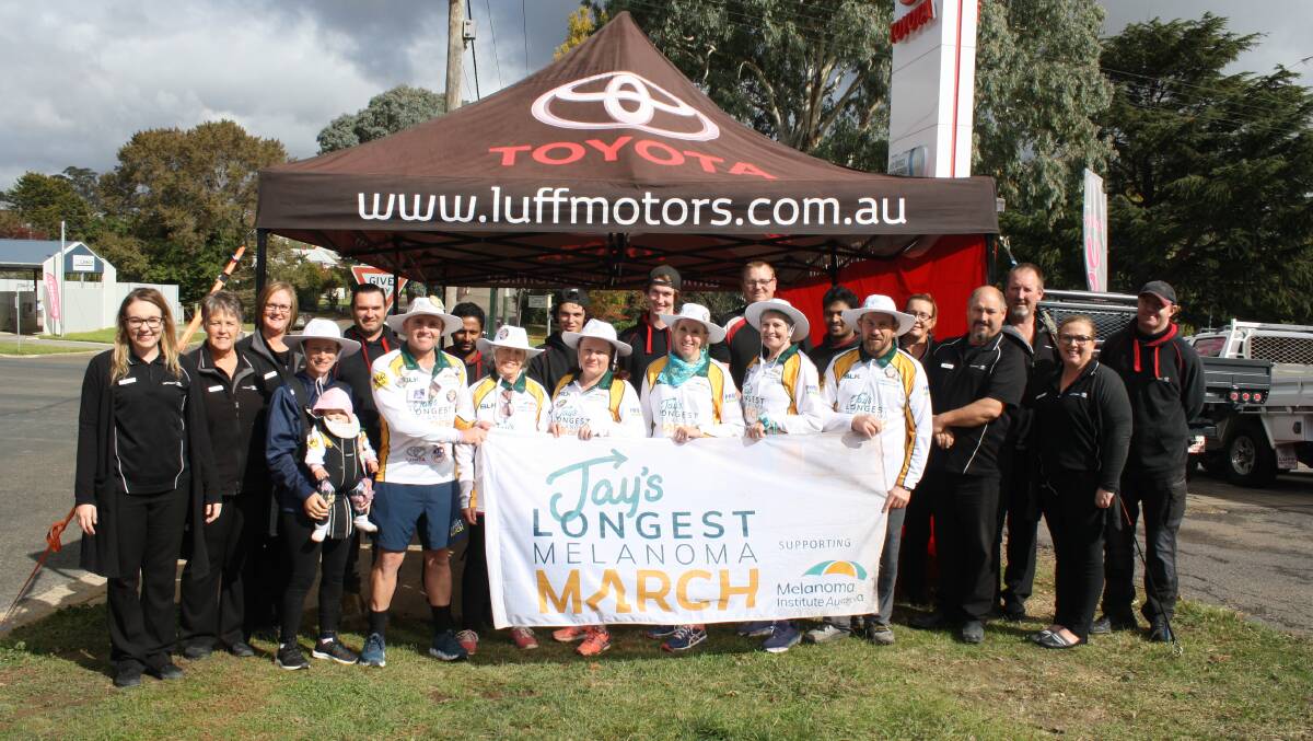 Community support: Luff Motors in Yass provides lunch and refreshments for walkers taking part in Jay's Longest Melanoma March. Photo: Hannah Sparks