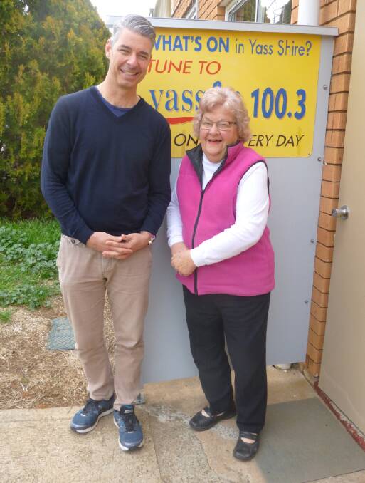 Meet Garry Pollack (pictured with Yass FM presenter Barb McClung) in Yass tomorrow. Pictures: John McClung