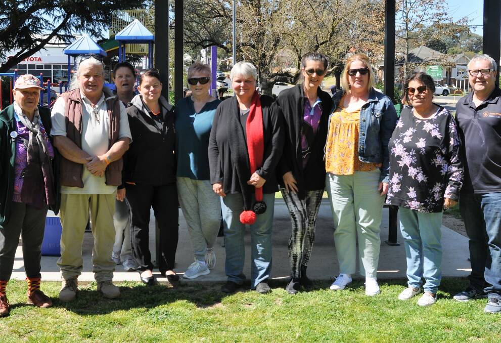 Aunty Jean's members enjoy lunch and a catch-up in Coronation Park, Yass on Wednesday. Photo: Hannah Sparks