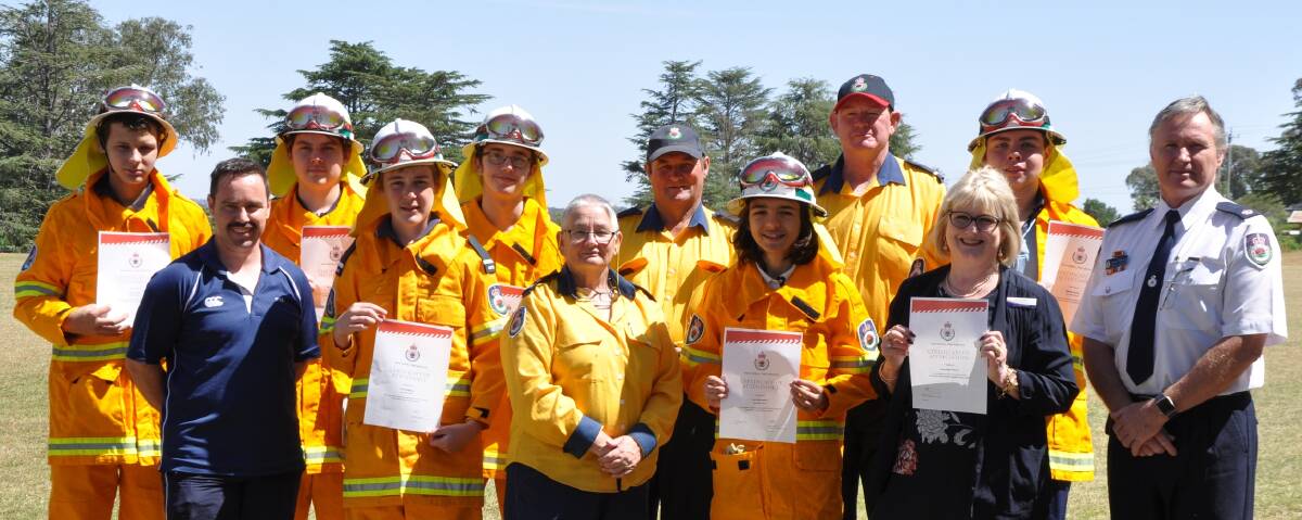 NEXT GENERATION OF FIREFIGHTERS: NSW RFS Secondary School Cadet Program graduates with NSW RFS Inspector George Shepherd and firefighters Bronwyn Jekyll, Andrew O'Brien and Gary Pearce. Photo: supplied