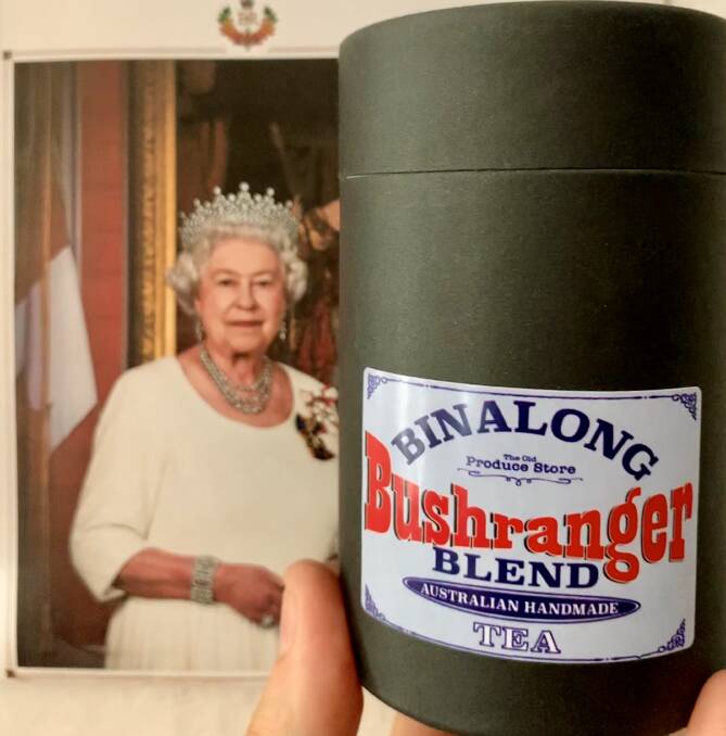 DEAR MAJESTY: Binalong resident Cathy Kerslake sends her handmade billy tea to the Queen. Photo: supplied