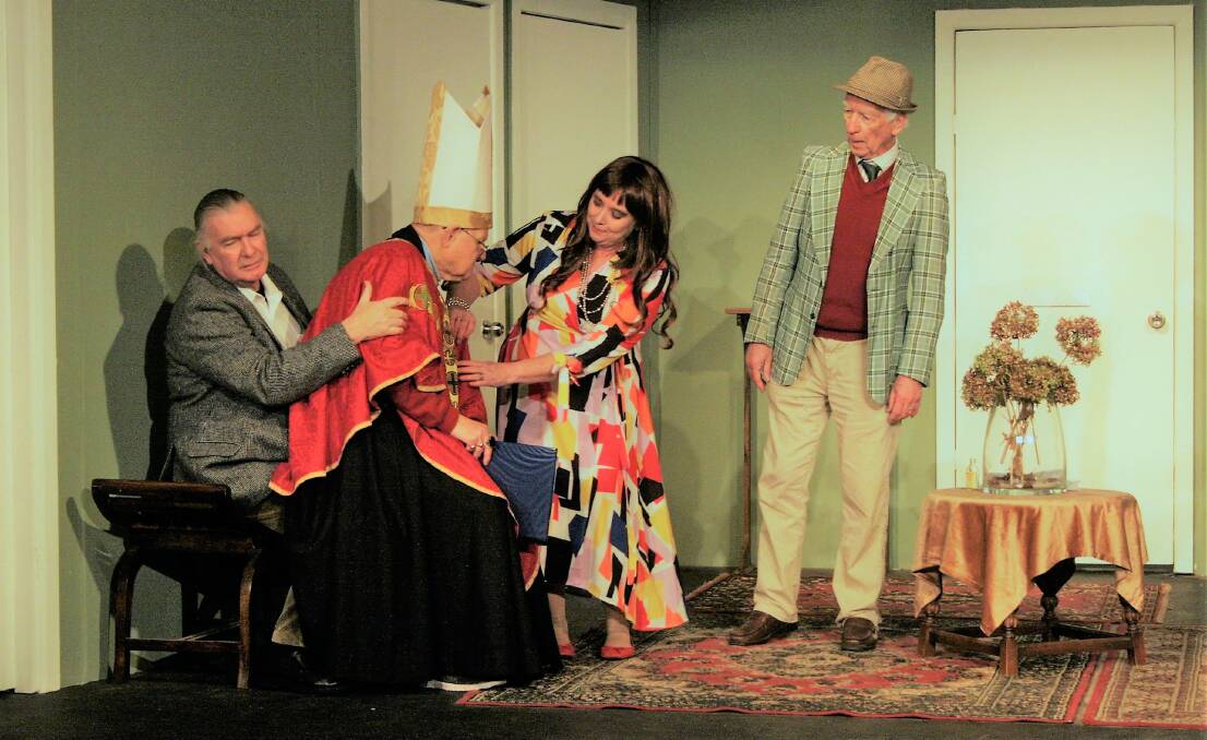 ACTION (L-R): Actors Greg Seckhold, Rod Perceval, Raelene Hall and Joe Morrissey star in Don't Get Your Vicars in a Twist!