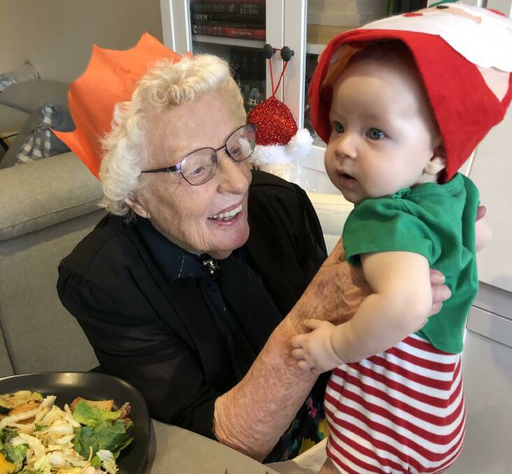 THE FUTURE IS BRIGHT: Iris with her great-grandson Harry at Christmas 2019. Photo: supplied