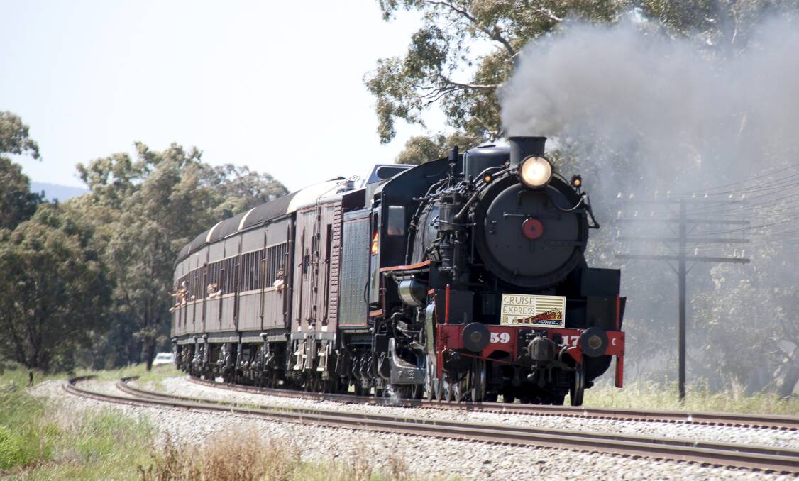 Steam locomotive 5917 will travel along the mainlines and through stations at Goulburn and Yass on Thursday morning. Photo: supplied