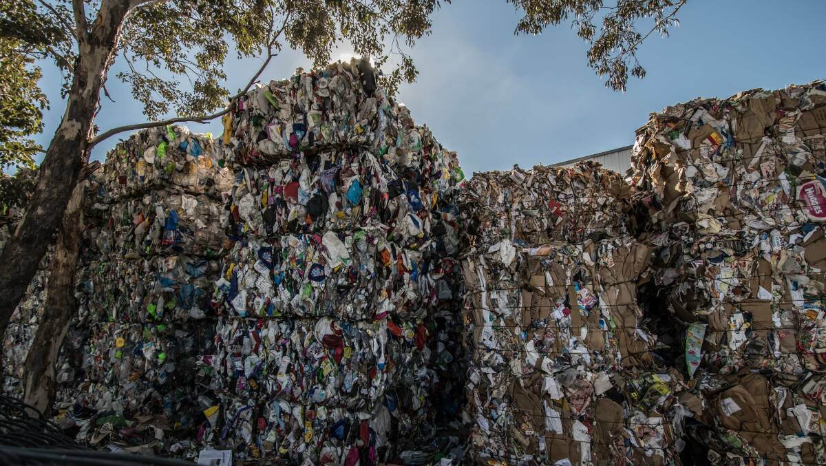 WAR ON WASTE: Waste at a materials recovery facility in Hume. Photo: Karleen Minney
