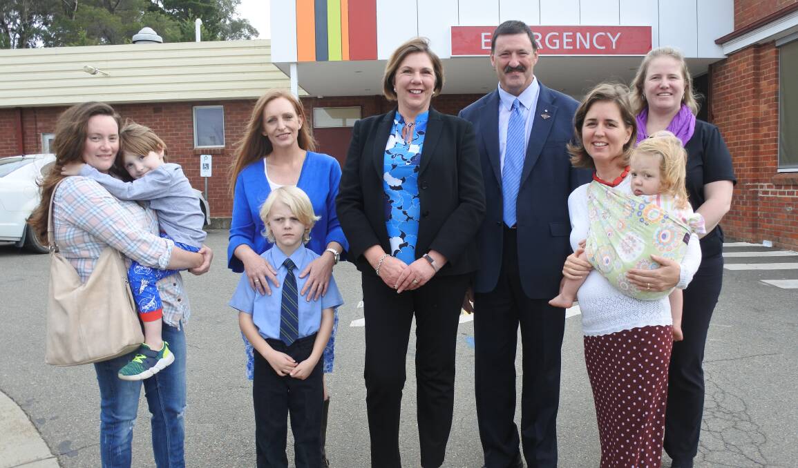 Back on the cards: Labor's health and Medicare spokeswoman Catherine King and member for Eden-Monaro Mike Kelly (middle) promise local mothers $4.7 million to return maternity services to Yass Hospital.