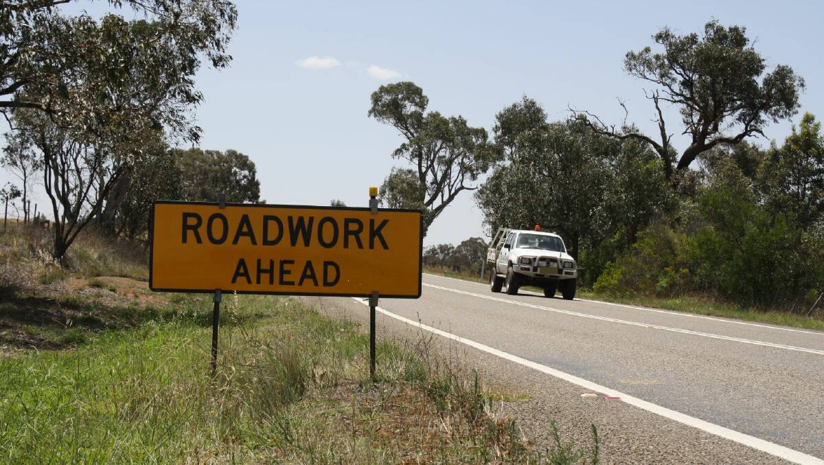 The start of roadwork on Lachlan Valley Way. Photo: Hannah Sparks