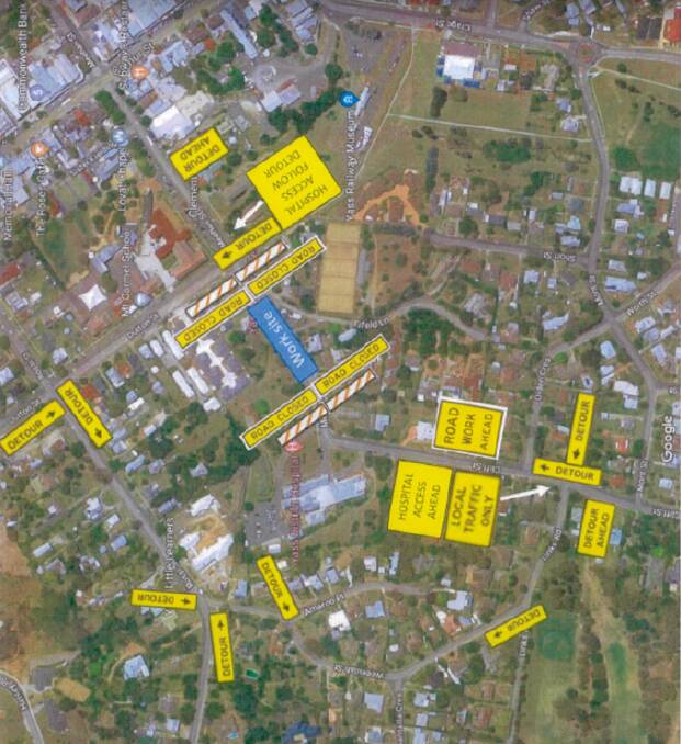 A map showing detours during the works. Photo: Yass Valley Council