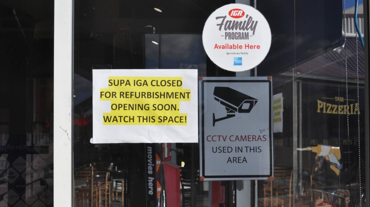 A sign outside of Yass IGA reads "closed for refurbishment, opening soon." Photo: Hannah Sparks