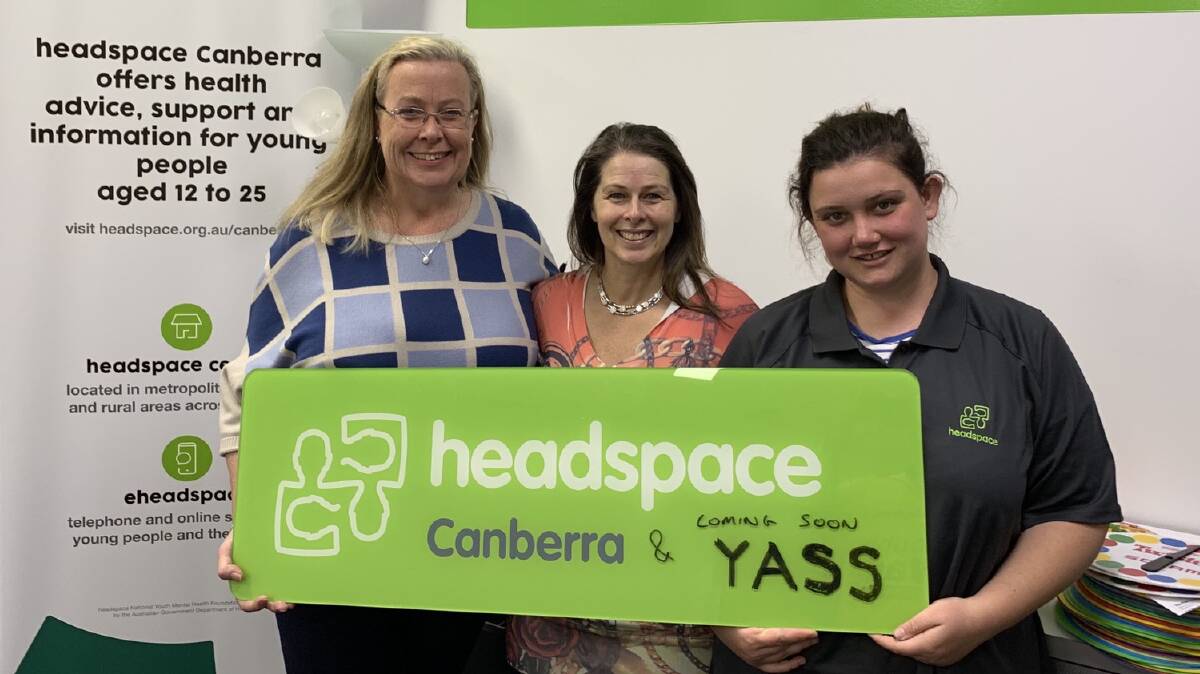 Nationals candidate for Eden-Monary Sophie Wade, Tracy Boomer of Headspace Canberra and Mrs Wade's campaign manager and mental health advocate Elizabeth Veasey.