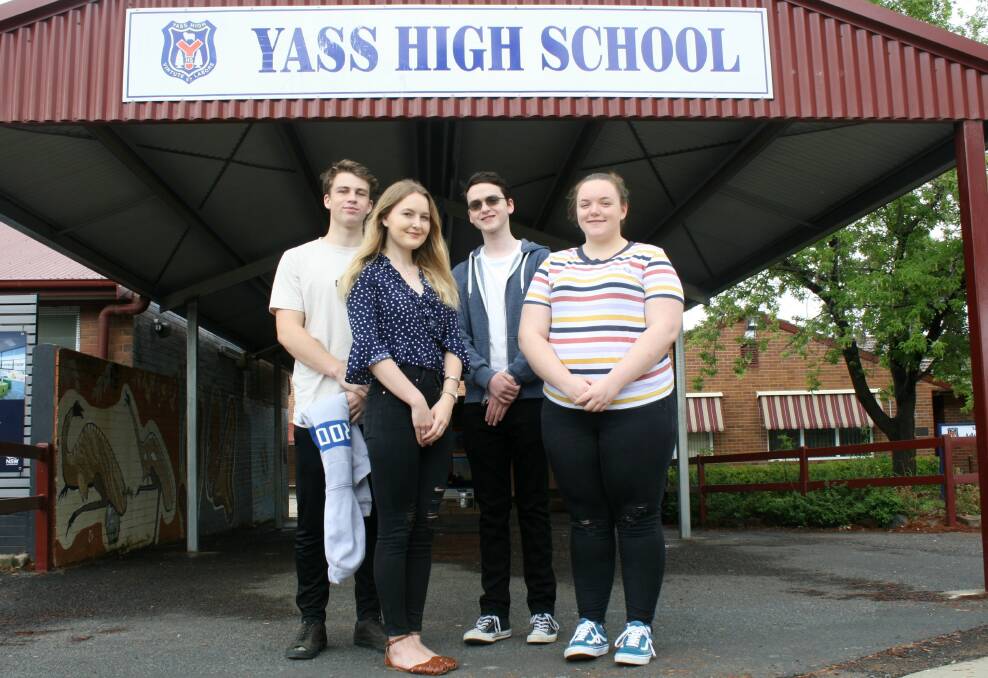 Amy Kelly, 17; Jordan Hudson, 17; Joshua Brooker Williams, 18; and Kimberley McMillan, 17, were pleased to find out their HSC results on Thursday.