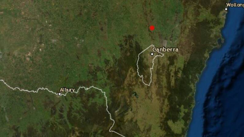 A magnitude 2.8 earthquake that started in Gunning was felt by residents in Gunning, Yass, Jerrawa and Dalton on Monday morning. Photo: Geoscience Australia