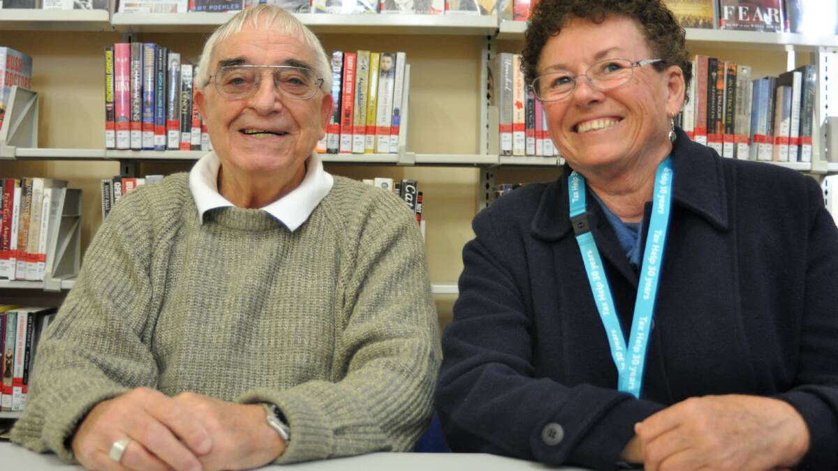 Joe Buhagiar and Jane McEvoy: This year's ATO-accredited tax helpers are available for free appointments at Yass Valley Library. Photo: Hannah Sparks