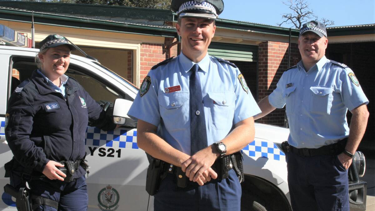 On the beat: Yass Police Station's new inspector Matthew Hinton (middle) with Sergeant Amanda Watt and Sergeant David Cowell. Photo: Hannah Sparks