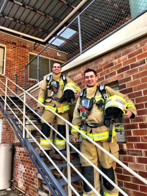 CLIMB FOR MND: Fire and Rescue NSW Station 511 Yass firefighters Nick Whiting (left) and Ben Bowman (right) will be joined by three other crew members in the 2019 climb. Picture: supplied