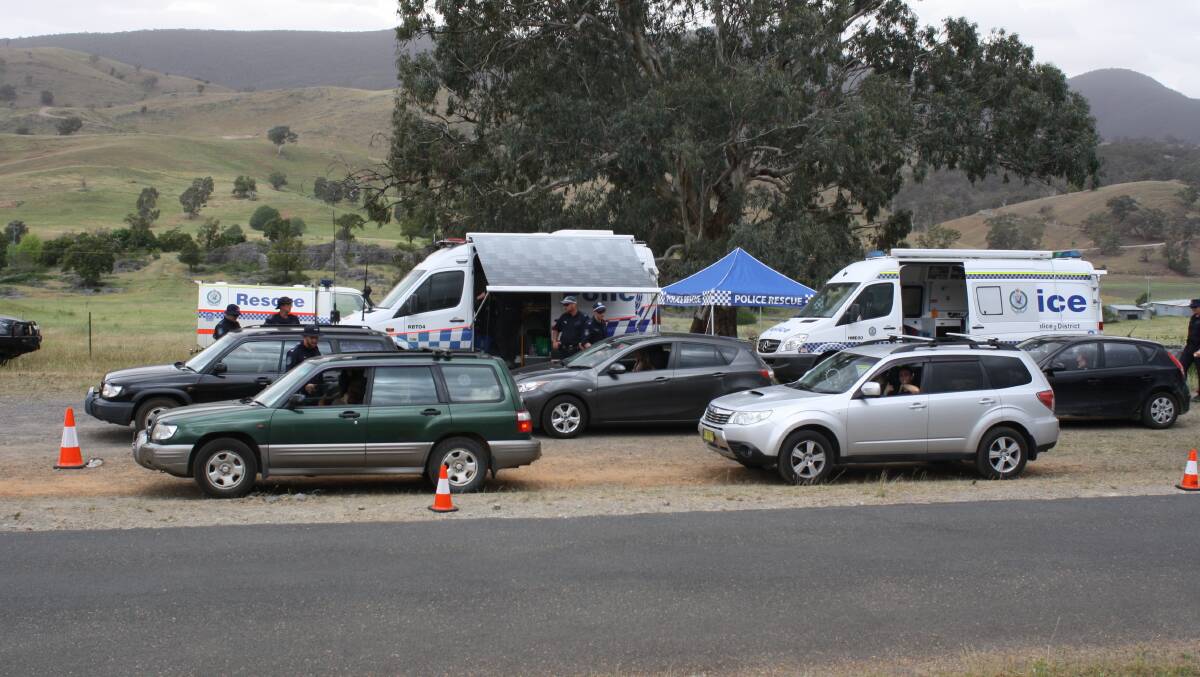 The drug testing operation by NSW Police outside of the Dragon Dreaming festival. Photo: Hannah Sparks