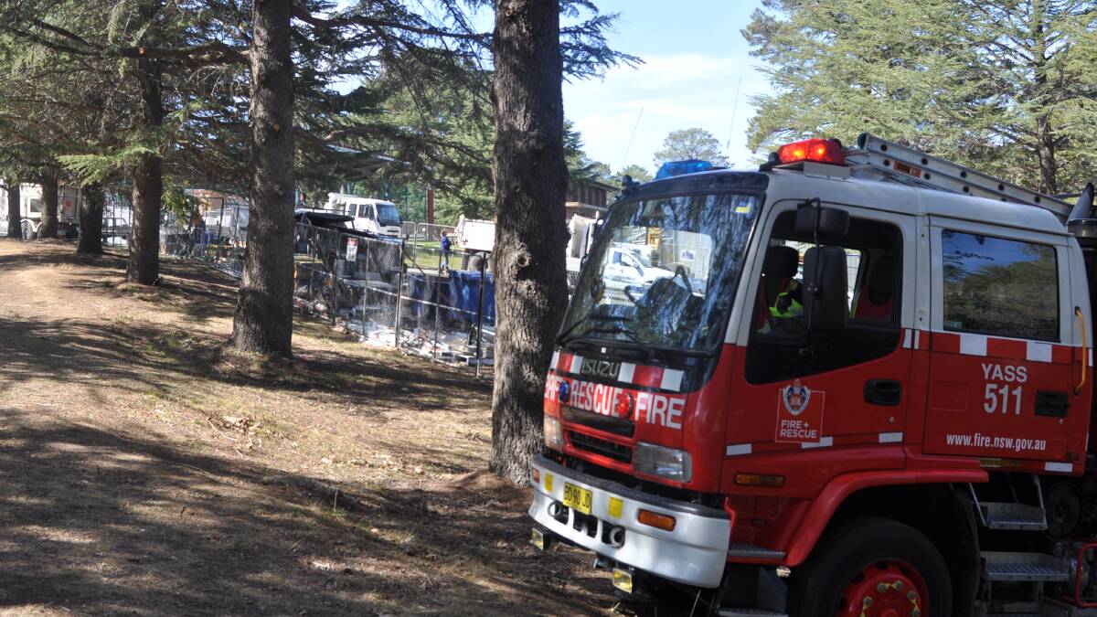 Firefighters respond to a small fire at Yass High School. Photo: Hannah Sparks