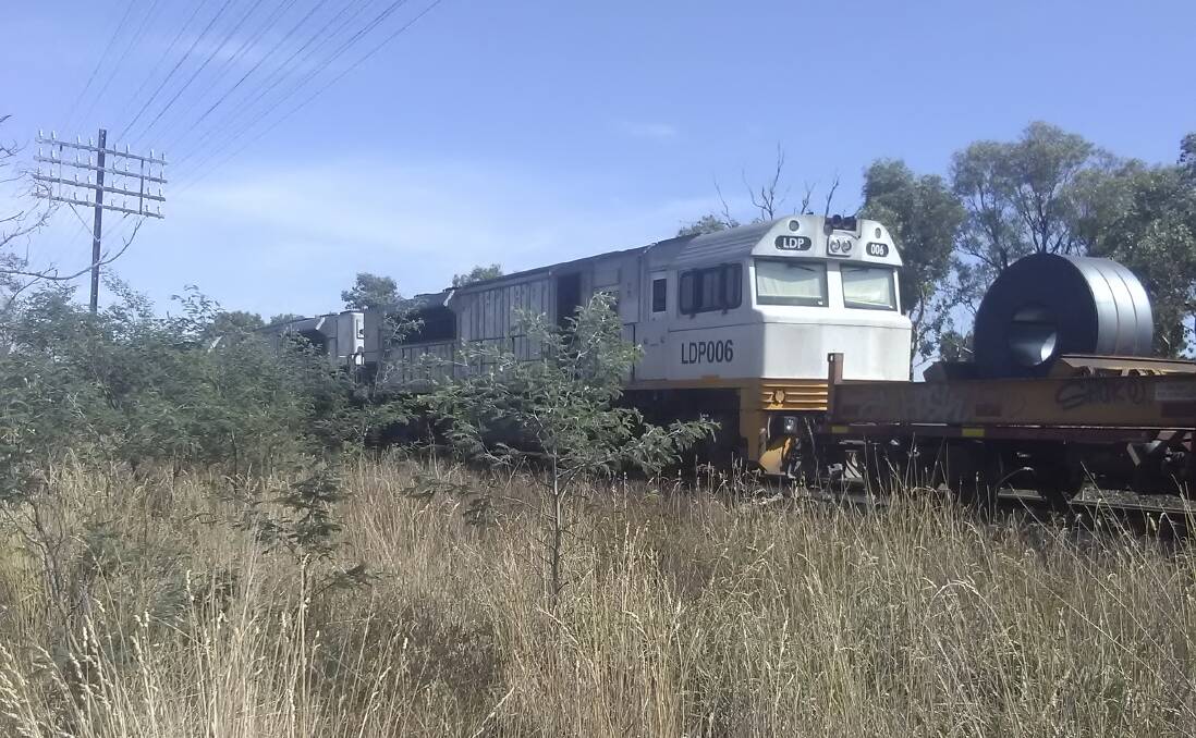 Delayed and derailed; the steel train at Bowning. Photo: Andy Stevens