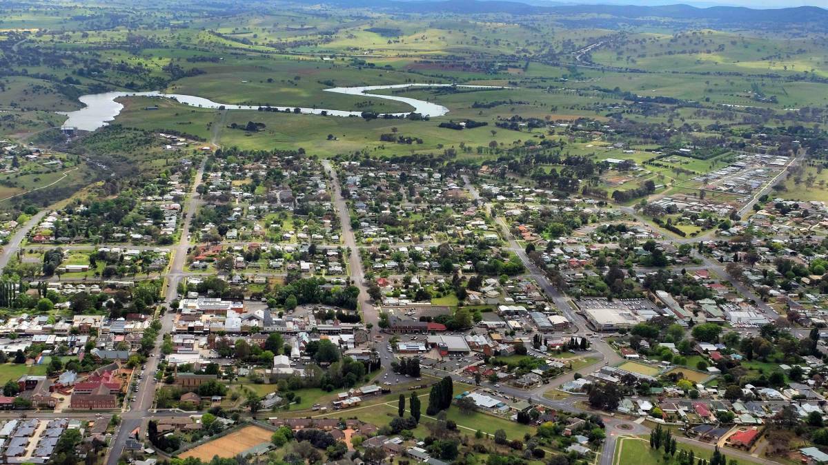 An aerial view of Yass town. Photo: Yass Valley Council.