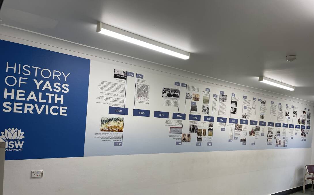 A new eight-metre long heritage mural within the new Yass Hospital redevelopment is
showcasing 170 years of the Yass Health Service. Photo: Supplied.