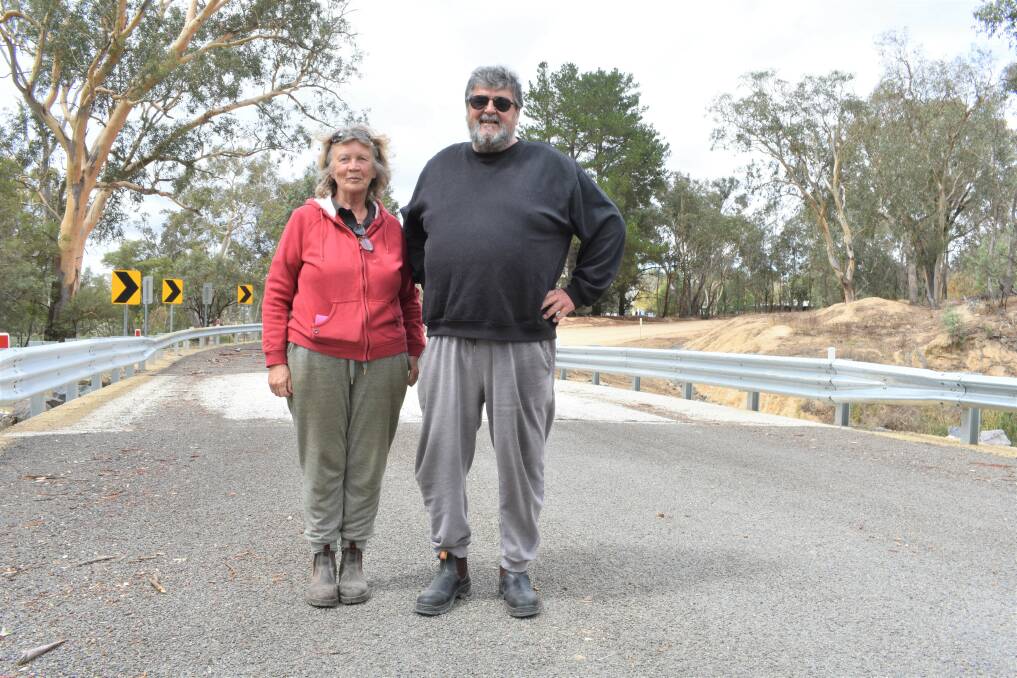SECURITY: Carolyn Austin and Geoff McGowan-Lay say the new bridge on Grace's Flat Road 'has added security of access to [our] property. It looks neat and well built.' Photo: Neha Attre