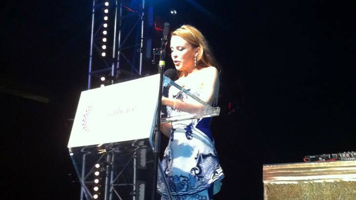 Star turn ... Kylie Minogue at Lord Mayor Clover Moore's elegant party at the Opera House.