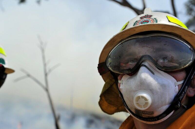 Bowning volunteer firefighters have been on the Cobbler Road fire ground most of the week. Photo: Jay Cronan.