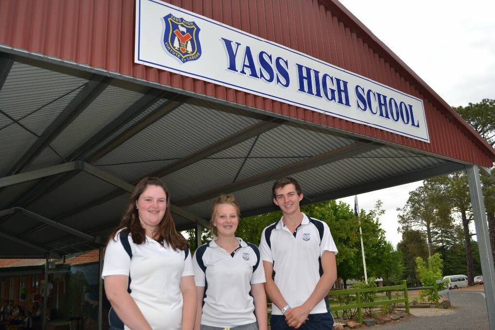 MOVING ON: Caitlyn Farmer, Heidi Young and Ben Wylie, back at school last week.
