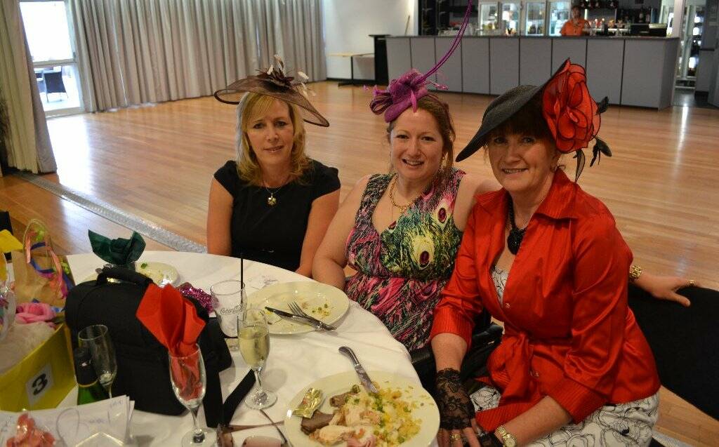 Annette McIver and Dannielle and Tracey Masters at the Melbourne Cup Luncheon and Show raising money for FARA.